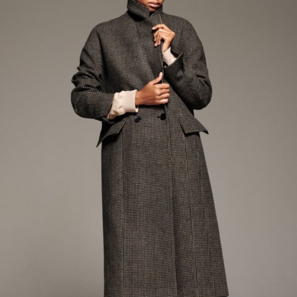 Zara houndstooth wool coat